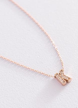 Золотое колье с буквой "к" (фианиты) кол01255к