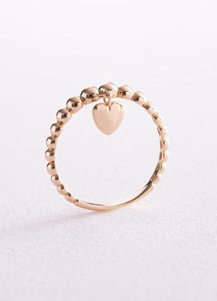 Шариковое кольцо "сердечко" в желтом золоте 
к07116