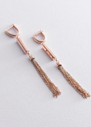 Висячі сережки в червоному золоті с06874
