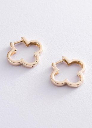 Серьги "клевер" в желтом золоте с06936