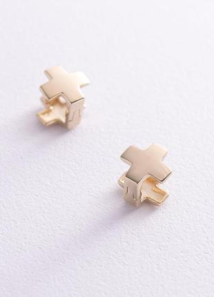 Сережки "крістики" в жовтому золоті с06954