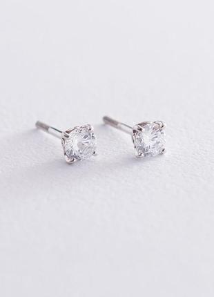 Золоті сережки-пусети з фіанітами с06233