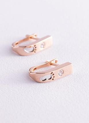 Золотые серьги "ножки младенца" (фианиты) 
с05317