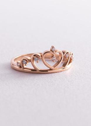 Золотое кольцо "корона" с фианитами к039341 фото