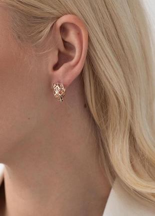 Золотые серьги "пантеры" с07740