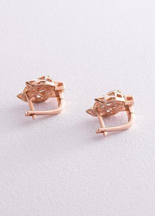 Золотые серьги "пантеры" с07740
