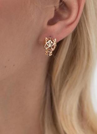 Золотые серьги "пантеры" с07740