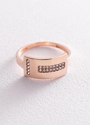 Кольцо в красном золоте с фианитами к06695