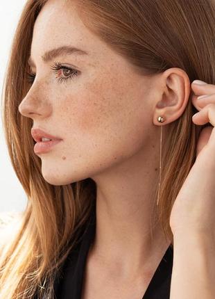 Золотые серьги - протяжки "шарики" с07955