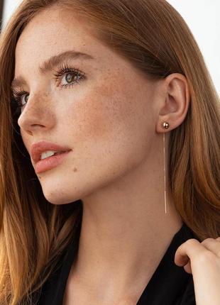 Золотые серьги - протяжки "шарики" с07955