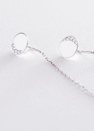 Золотые серьги-протяжки (фианиты) с067693 фото