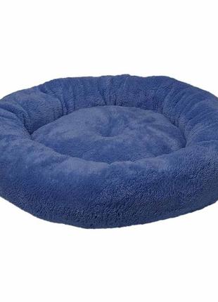 Лежак плюшевий для собак та цуценят plush simit (синій) 52 см