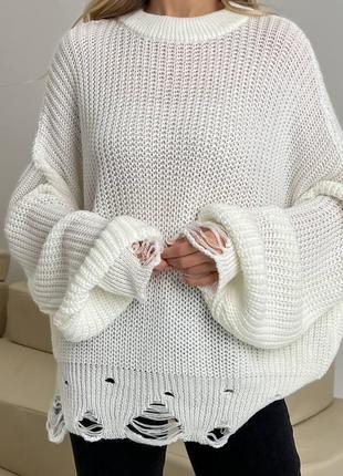 6 кольорів | светр з дірками | светр рваний з потертостями оверсайз