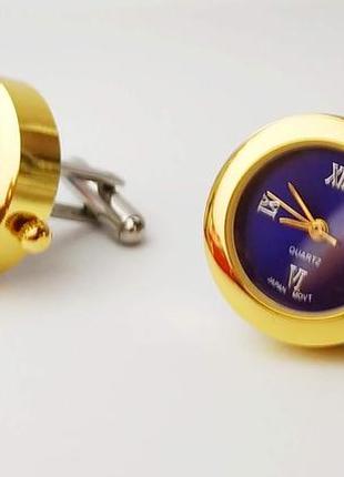 Запонки часи годинник циферблат золоті чоловічі подарунок оригінал круглі
