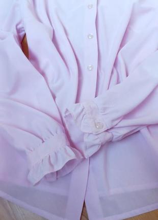 В наличии шифоновая розовая блуза с длинным рукавом  / нарядная рубашка / блузка / сорочка / розова блуза / s /6 фото