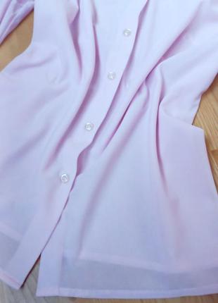 В наличии шифоновая розовая блуза с длинным рукавом  / нарядная рубашка / блузка / сорочка / розова блуза / s /4 фото