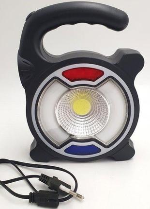 Светодиодный ручной led фонарь аккумуляторный с боковой cob лампой и солнечной панелью4 фото