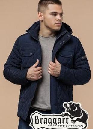 Куртка мужская осенне-зимняя стеганная с капюшоном braggart - 1698 темно-синий цвет3 фото