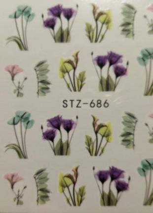 Слайдер-дизайн для ногтей (водные наклейки на ногти) stz-686