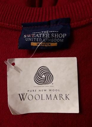 Брендовий новий  базовий  яскравий  100% вовна  светр  кофта полувер р. m від  woolmark sweater shop united kingdom4 фото