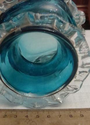 Антикварная ваза цветное стекло бирюза ссср 1930 годов