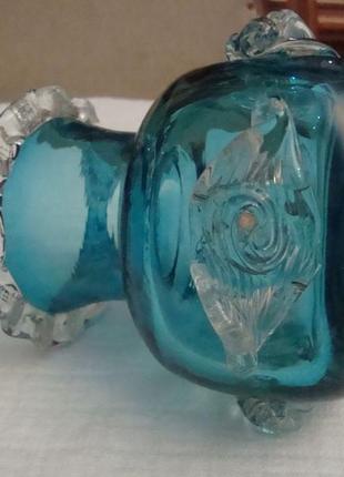 Антикварная ваза цветное стекло бирюза ссср 1930 годов