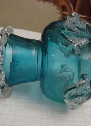 Антикварная ваза цветное стекло бирюза ссср 1930 годов