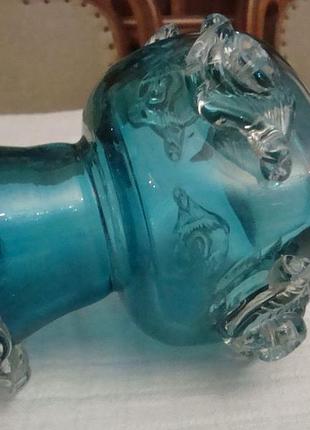 Антикварная ваза цветное стекло бирюза ссср 1930 годов