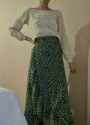 Зелена спідниця міді на запах