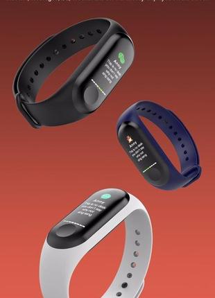 Фітнес браслет трекер mi band m3 кліпса зарядка, жіночі чоловічі розумні смарт годинник сині10 фото