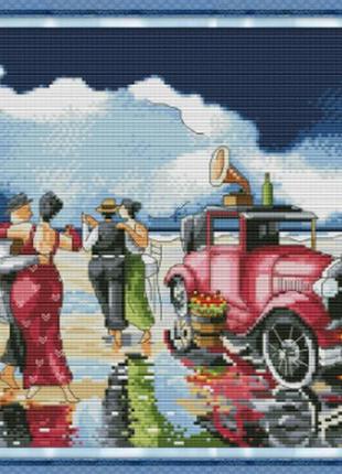 Набір для вишивання з нанесеним на канву схемою "beach ball". aida 14ct printed 38*31 см