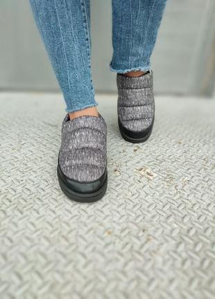 Міні дутики автоледі уггі теплі сліпони мокасини кросівки сірі з хутром