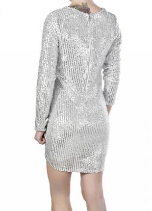 Срібне вечірнє плаття сукня з паєтками jodi mills італія1 фото
