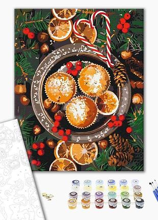 Картина по номерам 40х50 на деревянном подрамнике "рождественские вкусности" bs52722