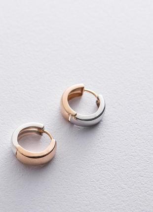 Золотые серьги-кольца без камней с050291 фото