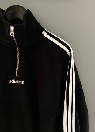 Свитшот флиска унисекс с принтом adidas черный / світшот кофта унісекс адидас адідас чорний2 фото