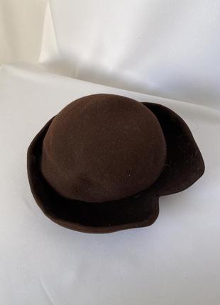 Карнавальная фетровая шляпа коричневая шляпка с разделёнными полями4 фото
