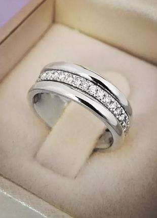 Кільце каблучка стерлінгове срібло 925 з фіанітами класичне