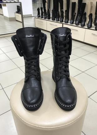 Ботинки зимние стёганые чёрные со шнурками2 фото