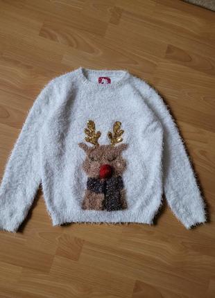 F&f новорічний теплий светр з оленем світшот кофта різдвяна різдво