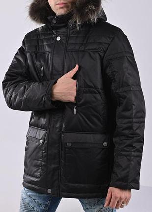 Длинная мужская зимняя куртка, пуховик, 46р.(большемерит, на 48р.), см. на замеры
