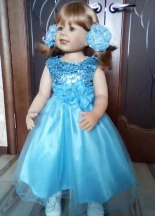 Детское нарядное пышное платье для девочки с пайетками "алиса"2 фото
