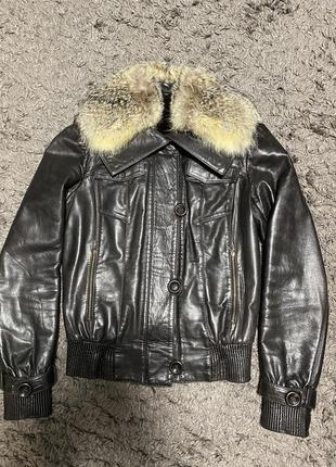 Кожаная курточка-пилот с мехом gava ricci