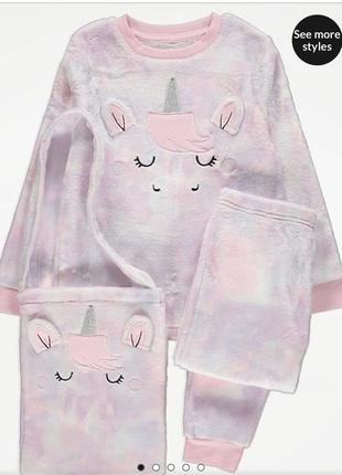 Флисовая пижама джордж единорог. подарочный набор с сумочкой. от 2 до 11 лет.