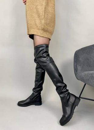 Женские зимние кожаные ботфорты на овчине3 фото