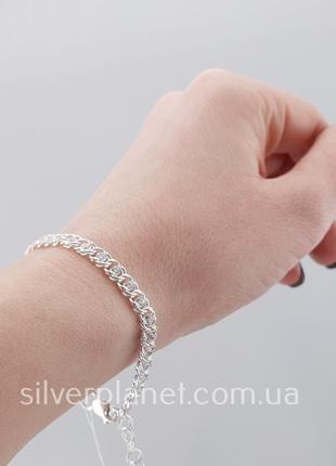 Серебряный браслет женский с камушками арабский бисмарк. регулируемый браслетик