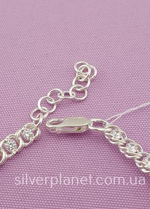 Серебряный браслет женский с камушками арабский бисмарк. регулируемый браслетик