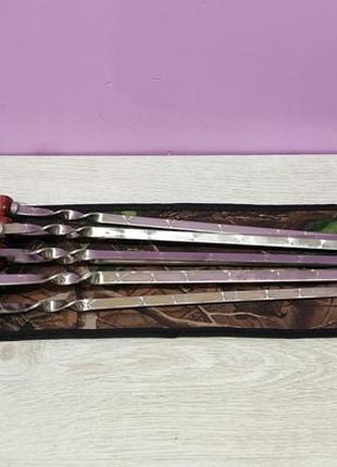 Набір шампурів в чохлі 8шт. шампури з дерев'яною ручкою. шампури з нержавійки 3мм для шашлику.3 фото