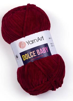 Пряжа yarnart dolce baby 752 бордовая ярнарт дольче беби плюшевая