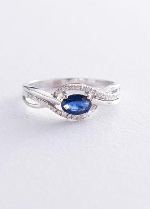 Золоте кільце із синім сапфіром і діамантами 
c01298r1 фото